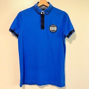 Tommy Hilfiger Slim Fit Blue Polo Shirt with Patch Logo - Size Small
